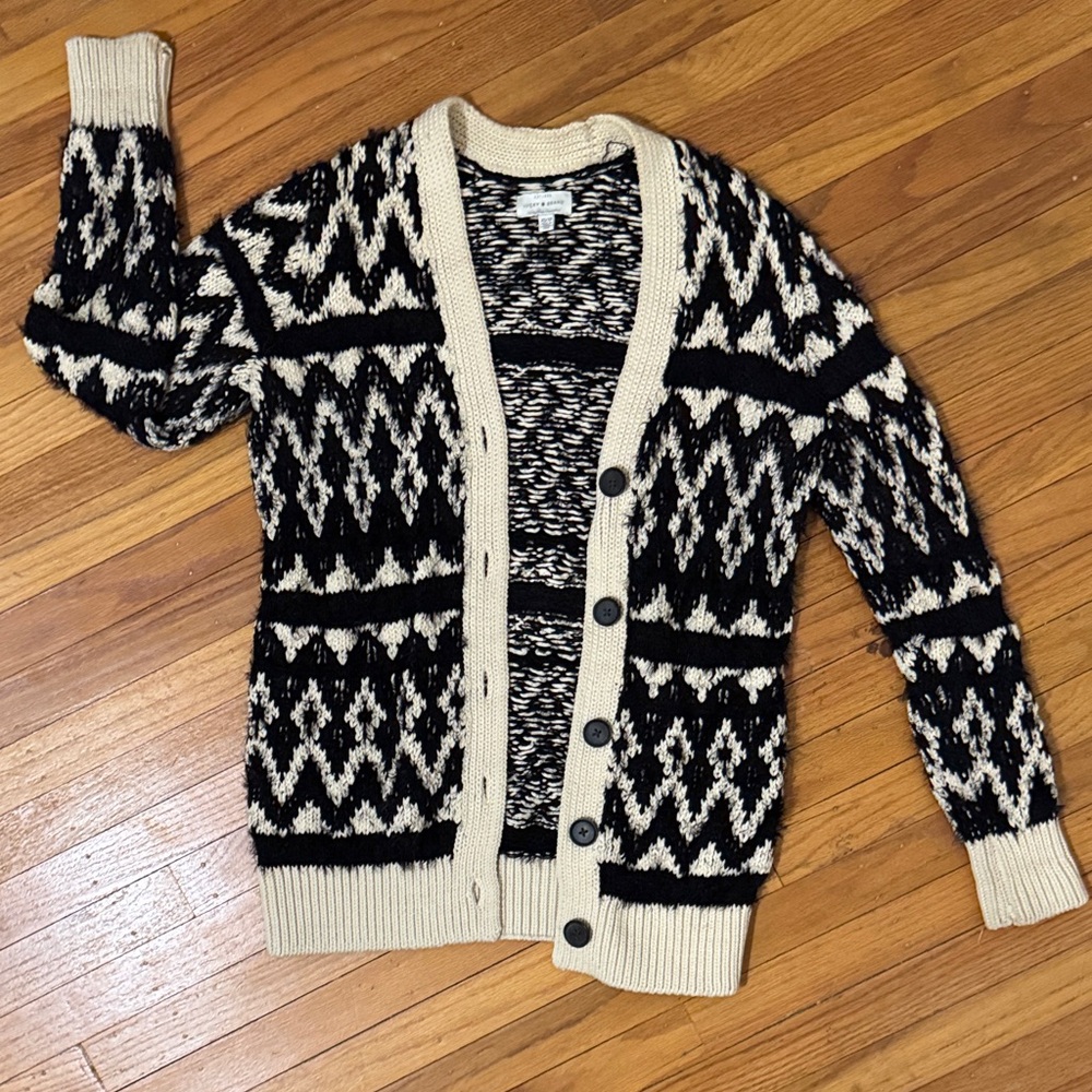 Lucky Brand Eyelash Black and Cream Cardigan